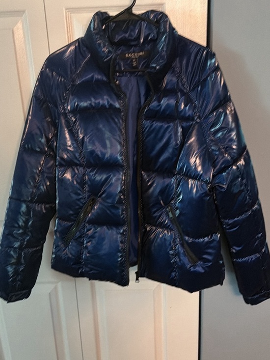 Baccini Jackets & Blazers - Baccini Glossy Navy Puffer Jacket